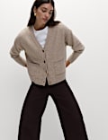 V-Neck Button Front Relaxed Cardigan