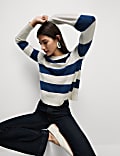 Air-Yarn Striped Crew Neck Jumper