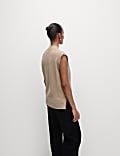 Camiseta de punto informal de cuello en pico texturizada