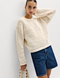 Textured Crew Neck Cropped Jumper