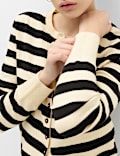 Air-Yarn Striped Cropped Cardigan
