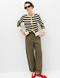 Air-Yarn Striped Cropped Cardigan