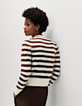 Air-Yarn Striped Cropped Cardigan