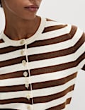 Air-Yarn Striped Cropped Cardigan