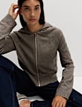 Knitted Zip Up Cropped Hoodie