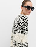 Fair Isle Cable Knit Crew Neck Jumper