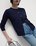 Pure Merino Wool Crew Neck Cardigan