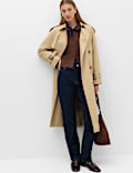 Ribbed Collared Button Through Knitted Jacket with Wool