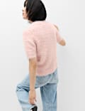 Textured Crew Neck Slim Fit Knitted Top