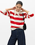 Air-Yarn Striped High Neck Relaxed Fit Jumper