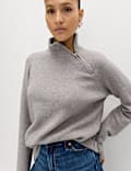 Zip Funnel Neck Relaxed Longline Jumper