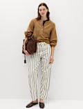 Crew Neck Button Detail Jumper with Wool