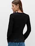 Air-Yarn Lace Hem Slim Fit Jumper
