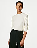 Pullover aus recyceltem Mischmaterial mit Rundhalsausschnitt