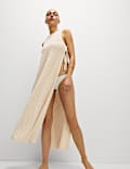 Cotton Rich Knitted Tie Detail Midi Beach Dress