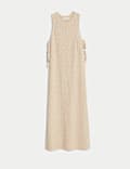 Cotton Rich Knitted Tie Detail Midi Beach Dress
