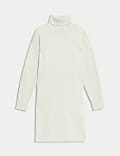 Air-yarn Knitted Roll Neck Sweater Dress