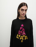 Air-Yarn Sequin 'Falalaa' Christmas Jumper
