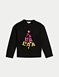 Air-Yarn Sequin 'Falalaa' Christmas Jumper