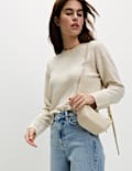 Air-Yarn Embellished Crew Neck Jumper