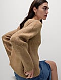 Strukturierter Pullover mit Rundhalsausschnitt aus Wolkengarn