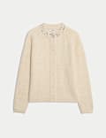 Textured Embellished Button Front Cardigan