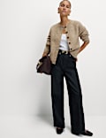 Cloud-Yarn Textured Crew Neck Cardigan