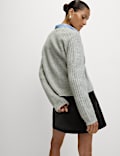 Cloud-Yarn Textured Crew Neck Cardigan