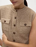Gilet de costume en maille douce à col rond et poches