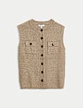 Gilet de costume en maille douce à col rond et poches