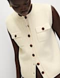 Cloud-Yarn Pocket Crew Neck Knitted Waistcoat