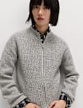 Cloud-Yarn Textured Bomber Cardigan