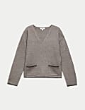 Cloud-Yarn V-Neck Pocket Detail Jumper