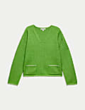 Cloud-Yarn V-Neck Pocket Detail Jumper