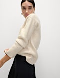 Cloud-Yarn Ribbed V-Neck Jumper