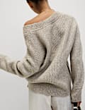 Cloud-Yarn Ribbed V-Neck Jumper