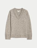 Cloud-Yarn Ribbed V-Neck Jumper