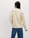 Cold-Yarn Textured Funnel Neck Relaxed Jumper
