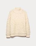 Cold-Yarn Textured Funnel Neck Relaxed Jumper