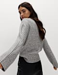 Cloud-Yarn Embellished Cable Knit Jumper