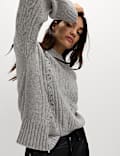 Cloud-Yarn Embellished Cable Knit Jumper