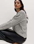 Cloud-Yarn Embellished Cable Knit Jumper