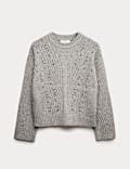 Cloud-Yarn Embellished Cable Knit Jumper