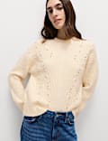 Cloud-Yarn Embellished Cable Knit Jumper