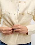 Cloud-Yarn Pocket Detail Knitted Jacket