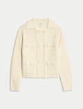 Cloud-Yarn Pocket Detail Knitted Jacket