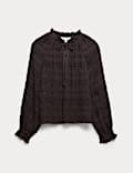 Ruffle Tie Detail Blouson Sleeve Blouse