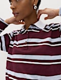 Zuiver katoenen rugbytop met lange mouwen en strepen