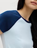 T-shirt en coton &agrave; manches raglan courtes