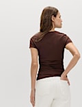 Marszczona koszulka slim fit 100% bawełny